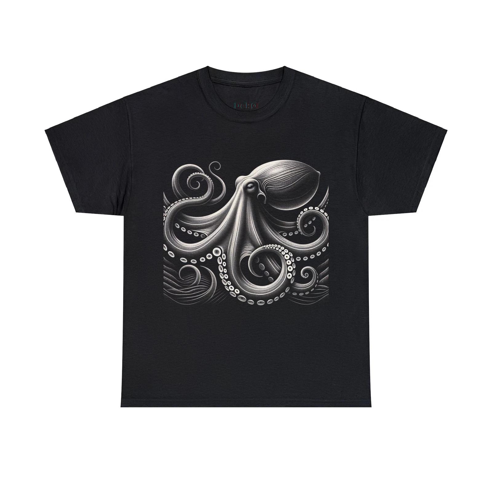 Unisex Adult T Shirt Designer Intricate Octopus Line Art Deco Ocean Marine Life S