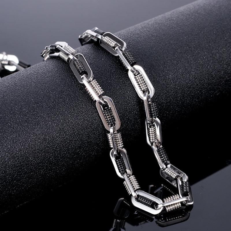 Black Choker Necklace Men Never Fade Gold Color 316L Stainless Steel 55CM Mens Long Chain Necklace Best Friends Jewelry Man