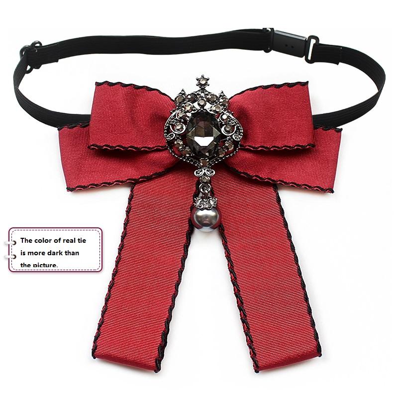 

Black Crystal Women Neck Ties Accessories Vintage Bow Tie Women Green Fake Neck Tie For Women Tops and Blouses Shirt Gravata