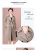 Elegant Spring 2025 Women's Mid-Length Trench Coat for Elderly Ladies