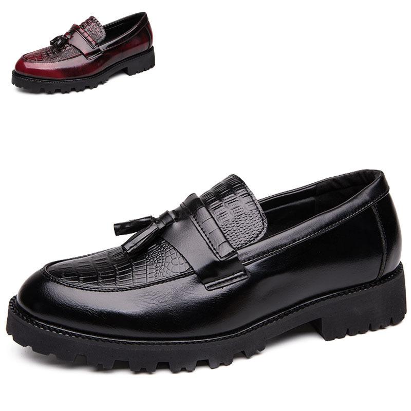 Spring thick-soled heightened new business leather shoes, foot cover and polish large-size leather shoes