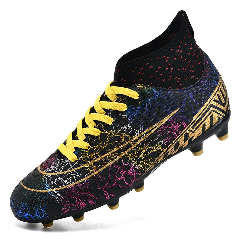Football Shoes High-Top Tf Broken Nails Artificial Turf Ag Nails Leather Feet Boys And Girls Adolescent Students Training