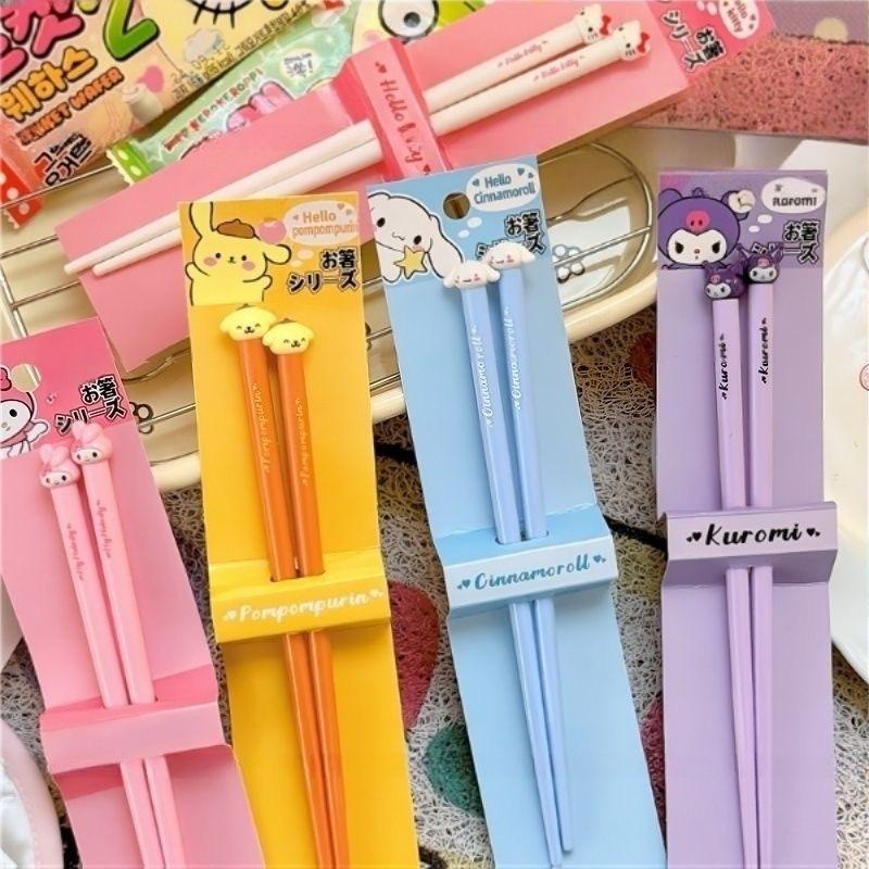 1 pár Hello Kitty My Melody Cinnamoroll Plastové hůlky Domácnost Vysoká teplota Anime Sanrio Nádobí Kreativní dárek
