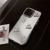 3D Electroplated Heart 13 Case for iPhone 17/15 Pro Max, Mirror Surface iPhone 16, High-end 14 Hard Case