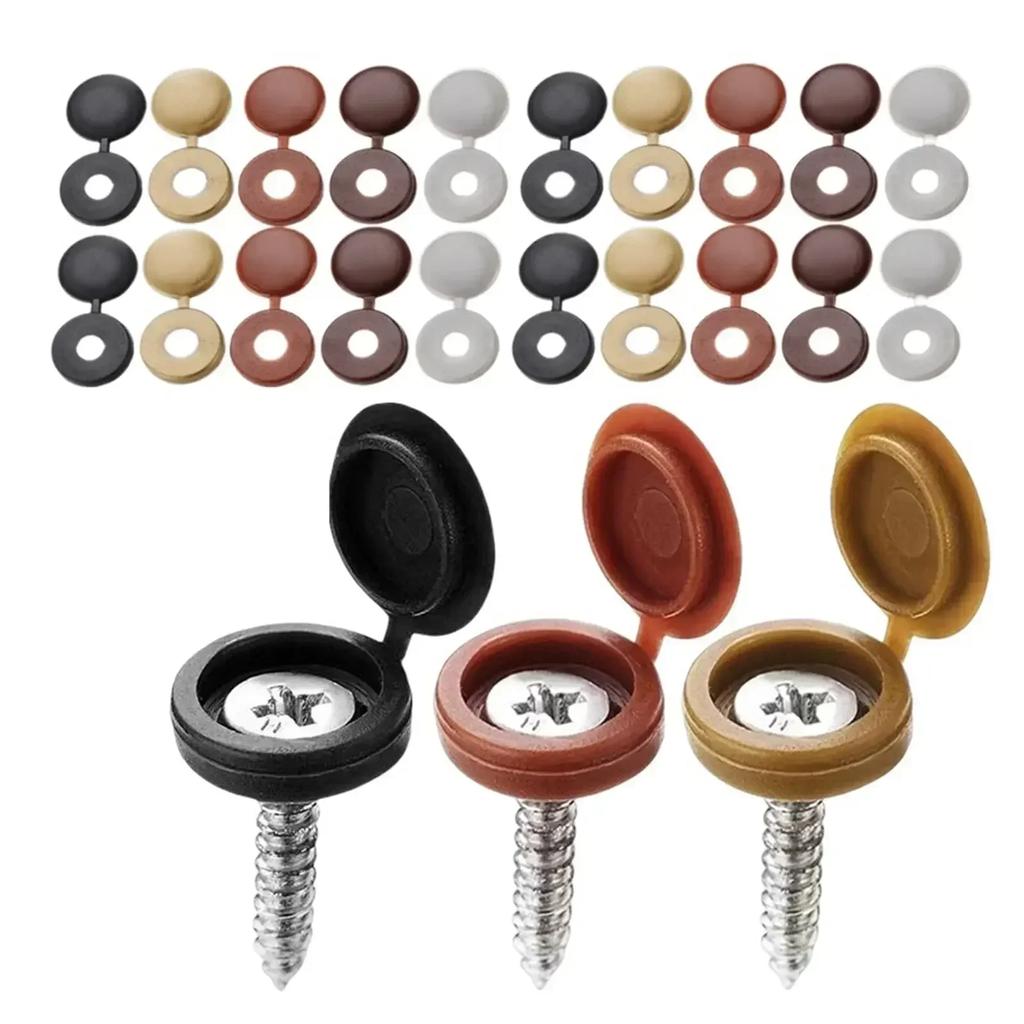 New 5/100Pcs Nails Screw Caps Plastic Protective Covers 7 Colors Phillips Screw Decorative Cover Cross Screw Folding Cap