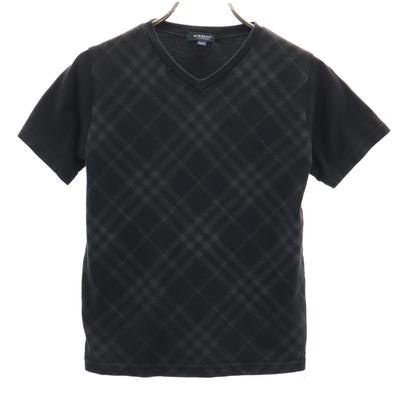 Burberry Made In Japan Check Pattern Short Sleeve V Neck Cut Sanyo Shokai Kid's Used