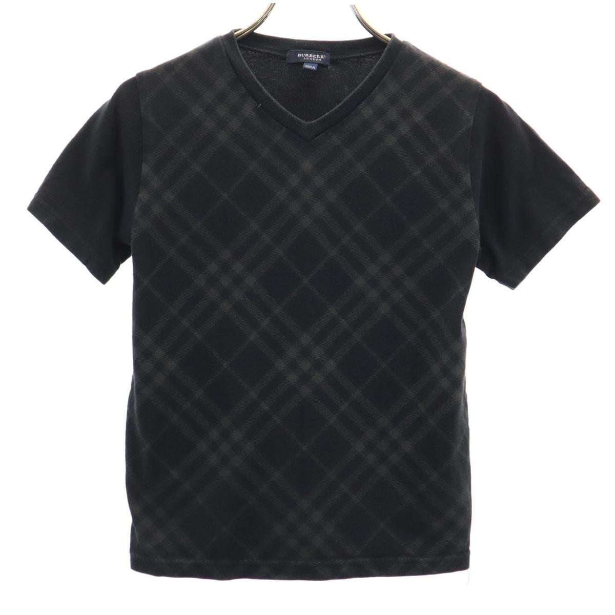 

BURBERRY made in Japan Check Pattern Short sleeve V neck Cut Sanyo Shokai Kid s Used