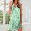 Damen Sommer A-Linien Kleid Lässig Ärmellos Boho Schwingkleid Floral Strand Sommerkleid für Reise Urlaub