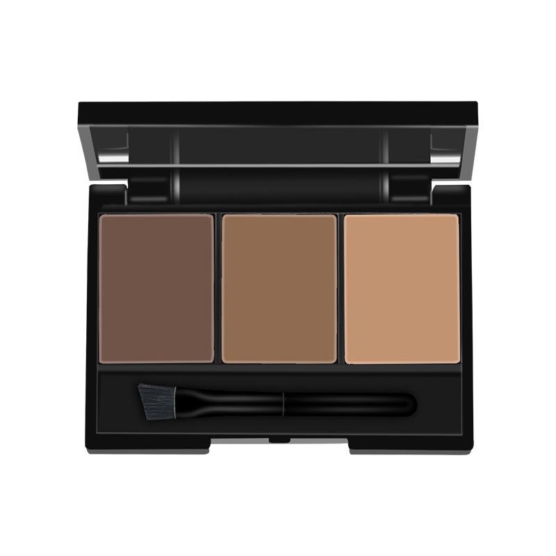 Tri-Color Eyebrow and Nose Shadow Palette with Brushes for Beginners