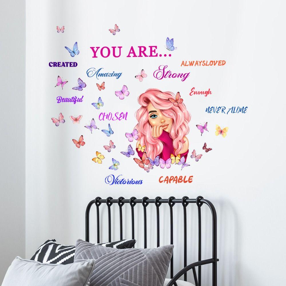 Cartoon Girl Wall Stickers Multicolor Wall Decorative Sticker Creative Wall Decal  Girl Bedroom