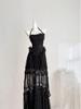 Ethereal Mesh Patchwork Halter Dress: Strapless Sleeveless Black Long Dress - Spring 2026 Collection