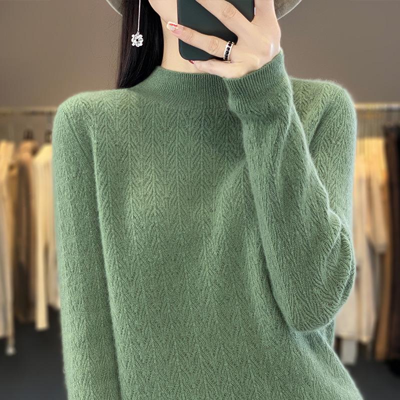 

Кардиган с полуворотником для женщин на осень и зиму, новый, тяжелой промышленности, теплый, кашемировый, вязаный, базовая рубашка, простой и атмосферный свитер XXL