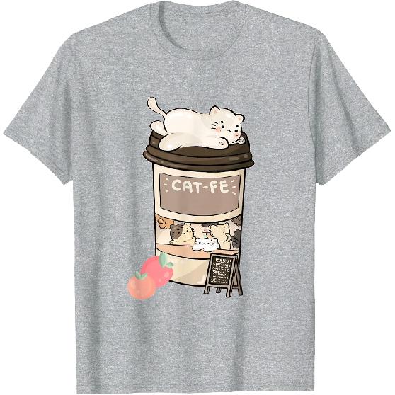 Süßes Katzencafé, Kawaii Katzenkaffee, Anime Neko Kitty, Katzen Wortspiele T-Shirt