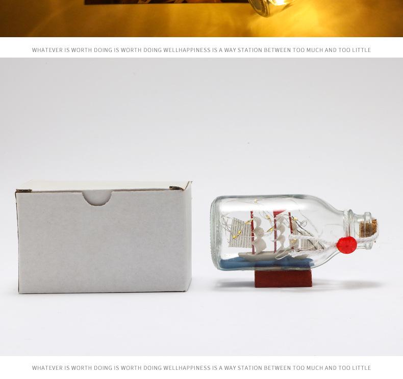 Creative Light-Up Mediterranean Sailboat Wish Bottle - Glass Gift for Birthdays & Graduations