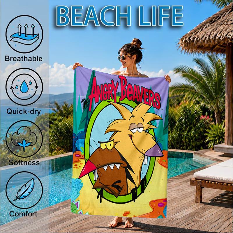 Angry Beavers Adventure Beach Towel, Microfiber Beach Towel, Perfect For Pool, Beach, Travel, Home Decor Beach Party Fan gifts