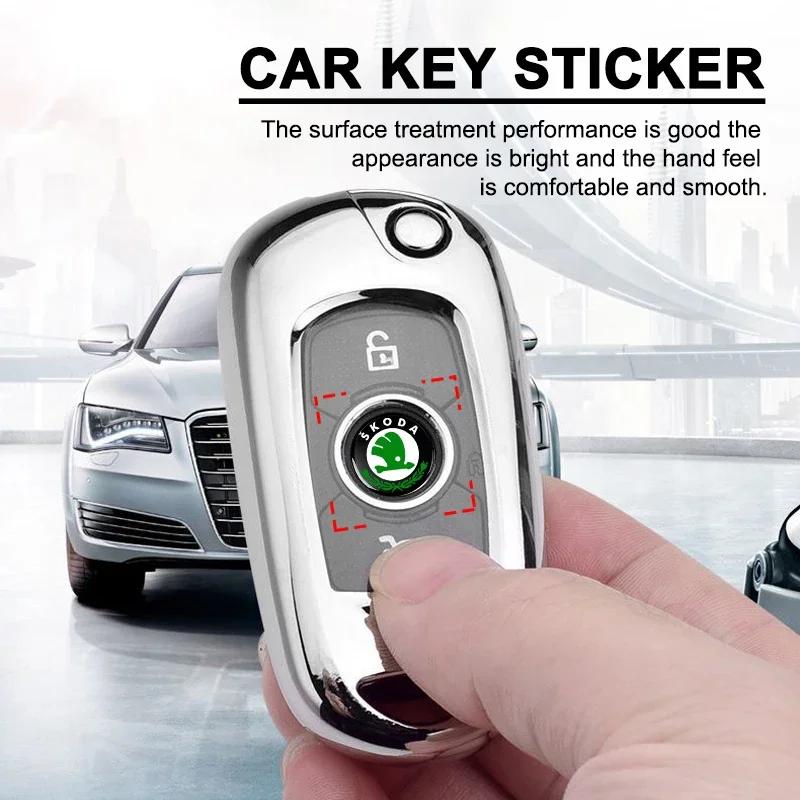 XLM4 14mm Car Remote Key Emblem Badge Radio Button Sticker For Skoda Octavia MK2 MK1 2 3 A5 A7 A8 Fabia Karoq Superb Rapid Kamiq