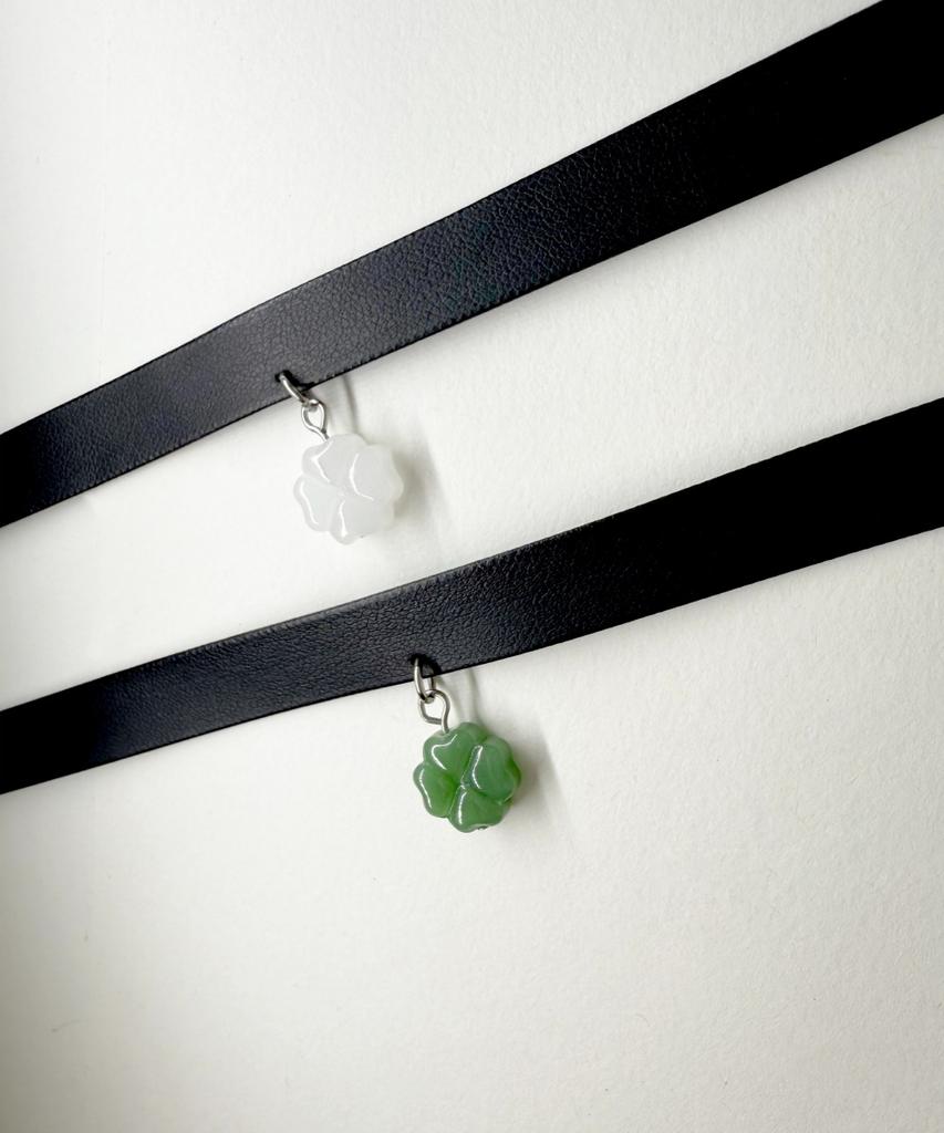 Glory_Arden Surgical Steel 2-Color Jade Pendant Choker Necklace/Ghmn-492
