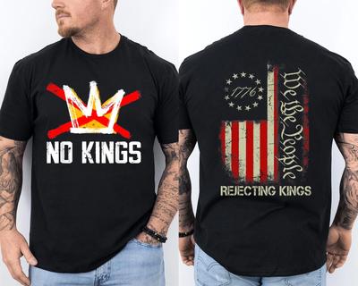 T-shirt Nessun Re Rifiutando i Re Dal 1776 Noi il Popolo Patriottica Maglietta Bicolore