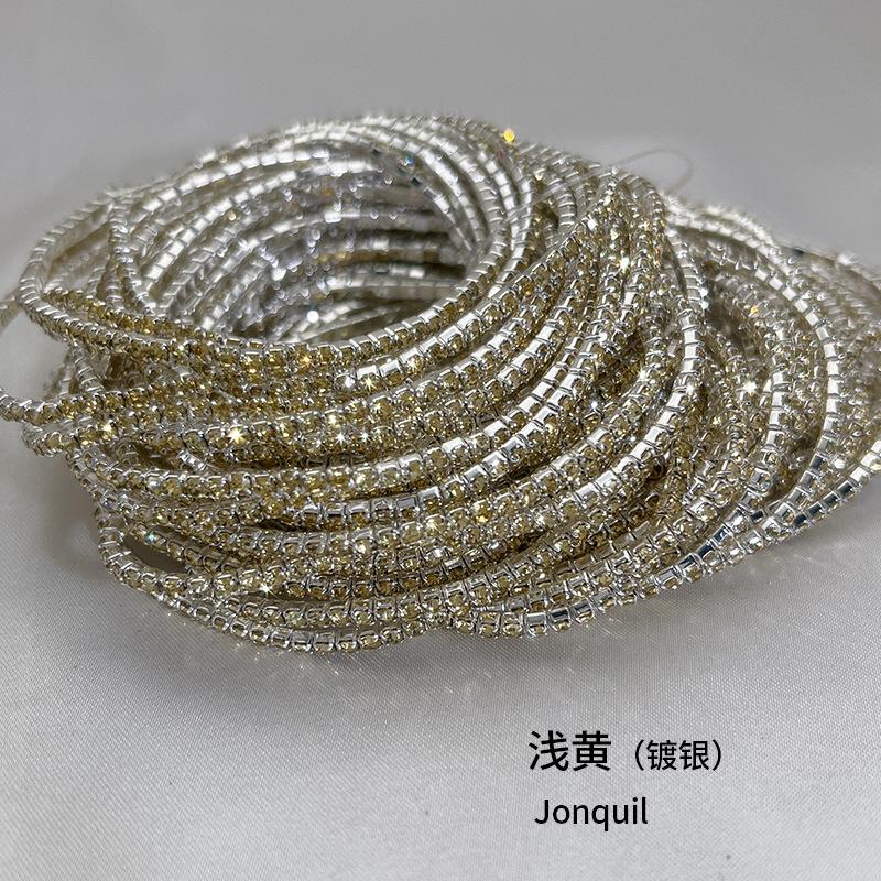 1Pcs Single Row Cubic Zirconia Tennis Bracelet Silver Color Elastic Bangle for Women Multi Layered Wearing Streetwear Jewelry
