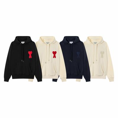 668 AMI Autumn and Winter New Product Classic Weaving Love Towel Embroidered Shoulder Insert Couple Hoodie