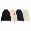 668 AMI Autumn and Winter New Product Classic Weaving Love Towel Embroidered Shoulder Insert Couple Hoodie