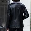 BITCED PU Leather Jacket Casual Plus Size Fleece-Lined Thickened Middle-Aged and Elderly Leather Jacket