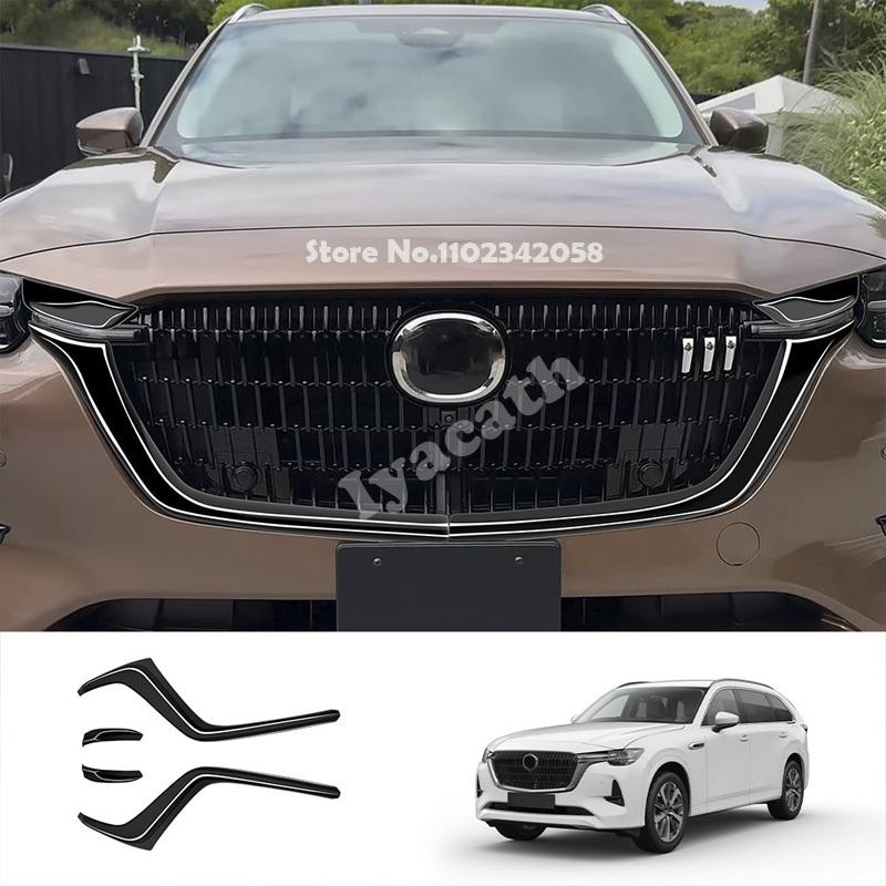 For mazda CX-60 CX60 CX-80 CX80 CX-90 CX90   2024 2025 ABS black Front Fog Lights Cover Head Headlights Lamp Stickers