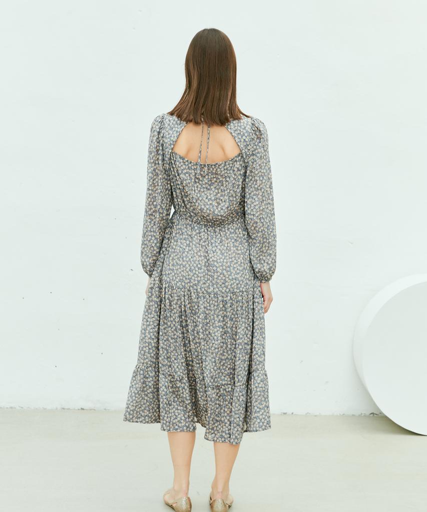 Near And Dear Chiffon Flower Jacquard Maxi Dress