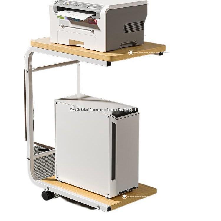 Rolling Desktop Computer Stand with Storage and Printer Shelf