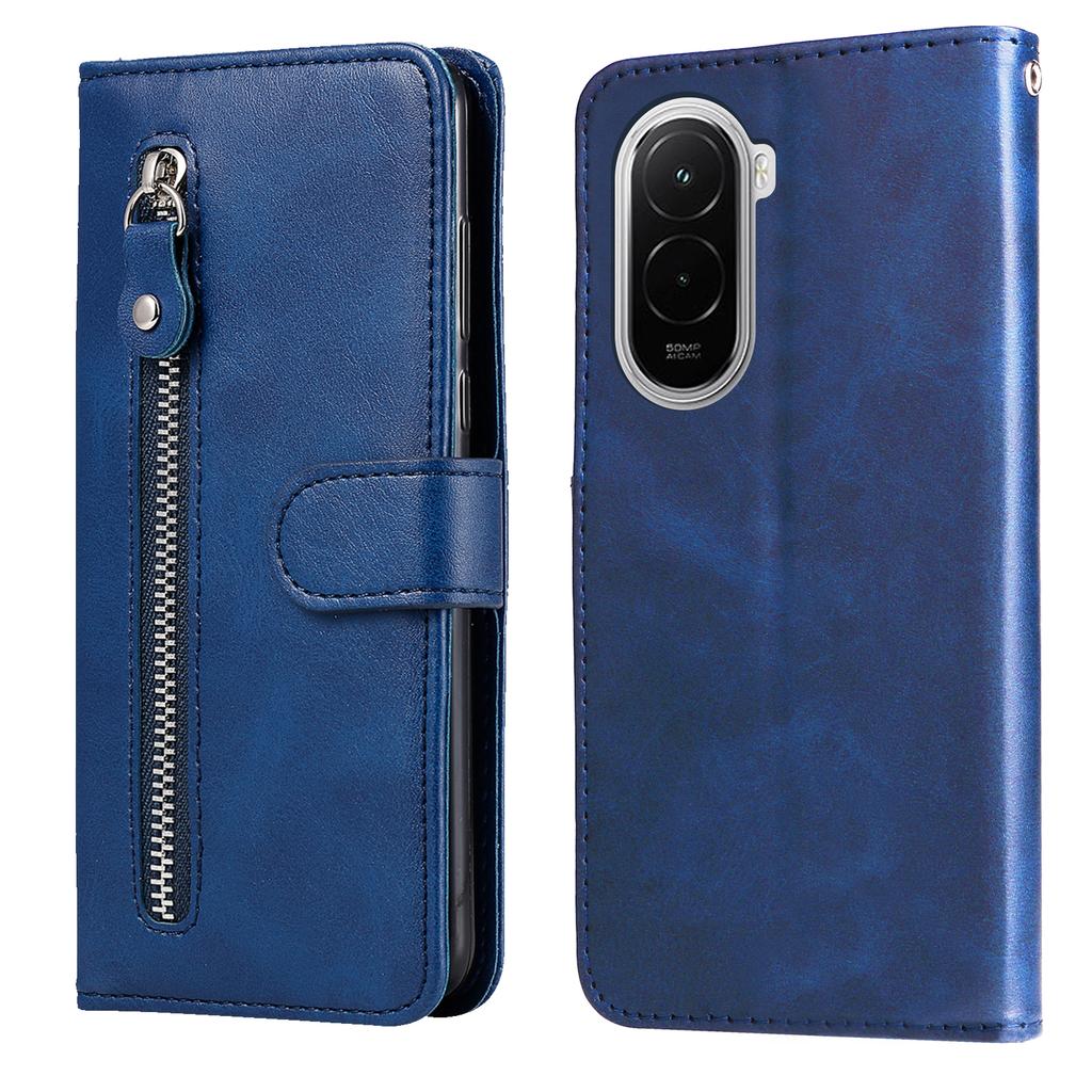 For Xiaomi Poco M7 4G (169mm) PU Leather Cases with Zipper Pocket Wallet Phone Cover Stand