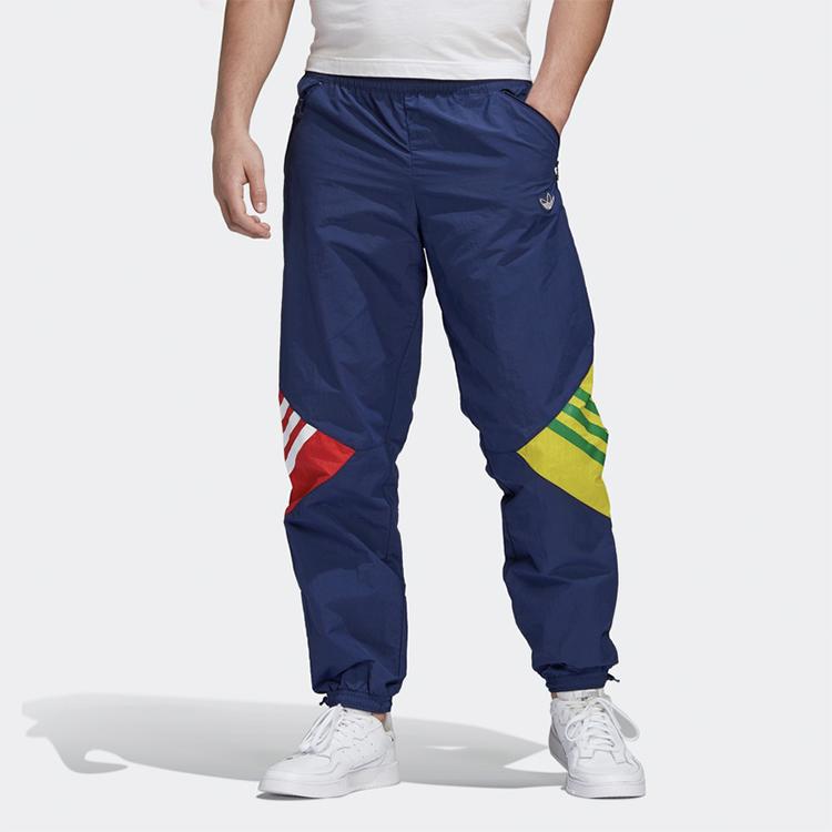 Adidas Originals Trefoil Rainbow Colorblock Striped Small Logo Track Tapered Cuff Pants Men Bottoms Navy GD6036