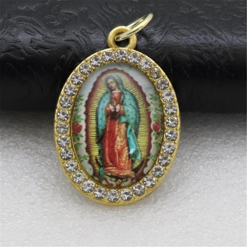 10 Piezas Colgante Encanto Forma Ovalada Religiosa Figura Metal Pedrería Colgante para Collares Llaveros Fabricación de Joyería DIY