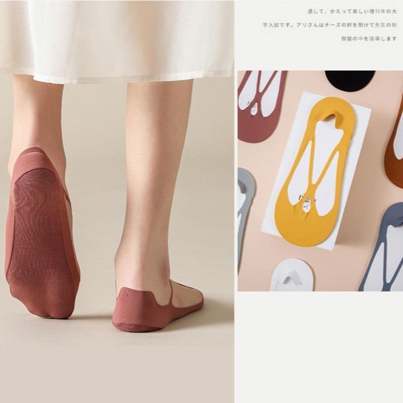 Summer Cross-sling Boat Socks Thin Ice Silk Invisible Socks Silicone Anti-slip Cotton Bottom Shallow Mouth Socks