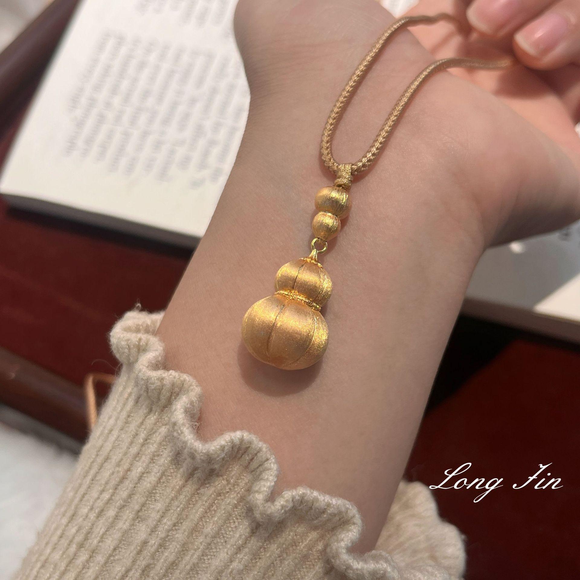 

Jindian With Velvet Pumpkin Gourd Pendant Necklace, Golden Melon Full Of Fruitful Sweater Chain Temperament Women