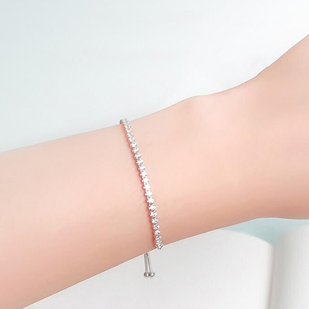 Ασημί Χρώμα Πρωτότυπο Στρογγυλό Κούμπωμα με Χάντρα Βραχιόλι Αλυσίδα Φιδιού Βραχιόλι με Συρόμενο Στοιχείο Για Γυναίκες Κοσμήματα