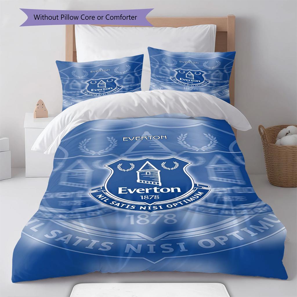 Everton Logo  Pattern Bedding Quilt Set Quilt Cover Pillowcase Home Decoration Birthday Gift (1 * Duvet Cover + 2 * Pillowcase, Without Core)