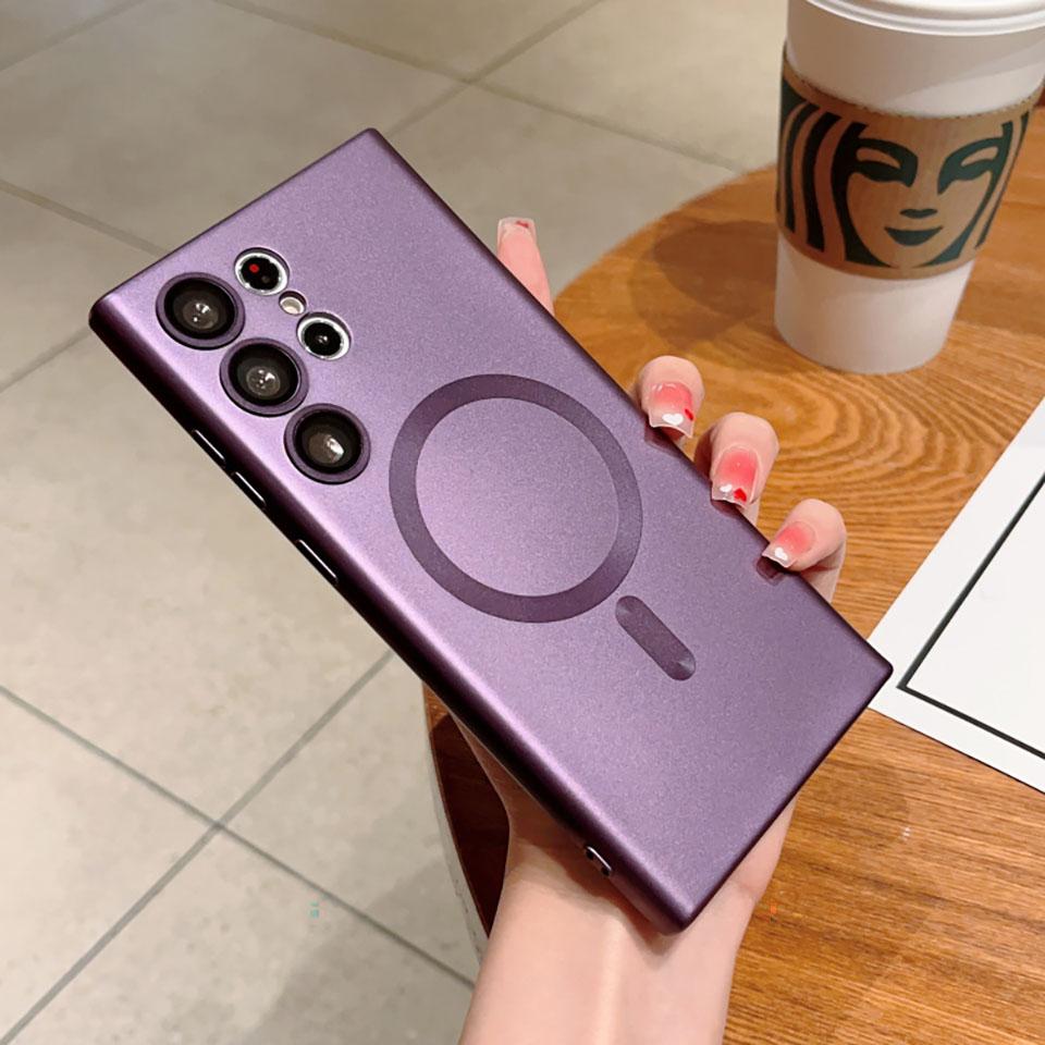 Luxury Matte Magnetic Case For Magsafe For Samsung Galaxy S24 S22 S21 S23 Ultra Plus Fe Accessories Wireless Charging Soft Cover