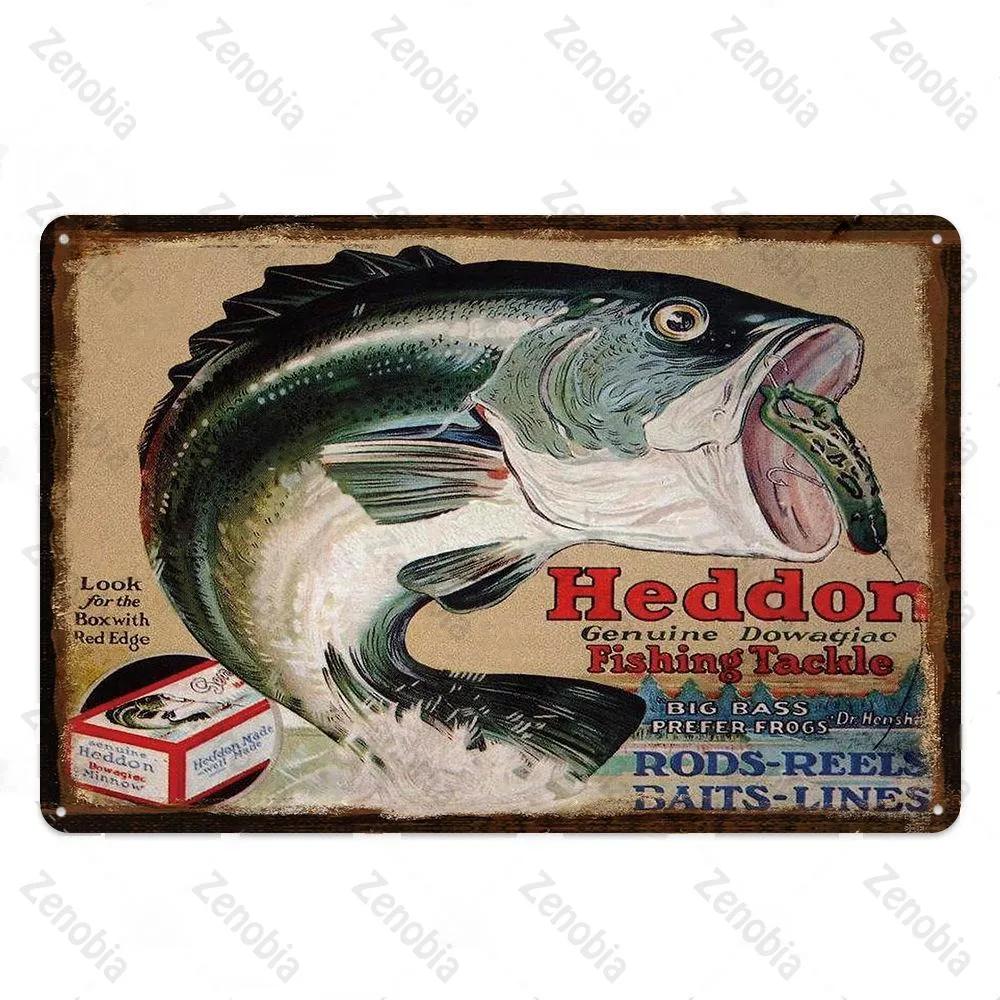 Fishing Decor Vintage Tin Sign Retro Metal Sign Wall Decor for Lake House Cabin Fishing Gift Metal Plate