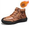 Casual Handmade Leather Ankle High Boots for Winter/Fall