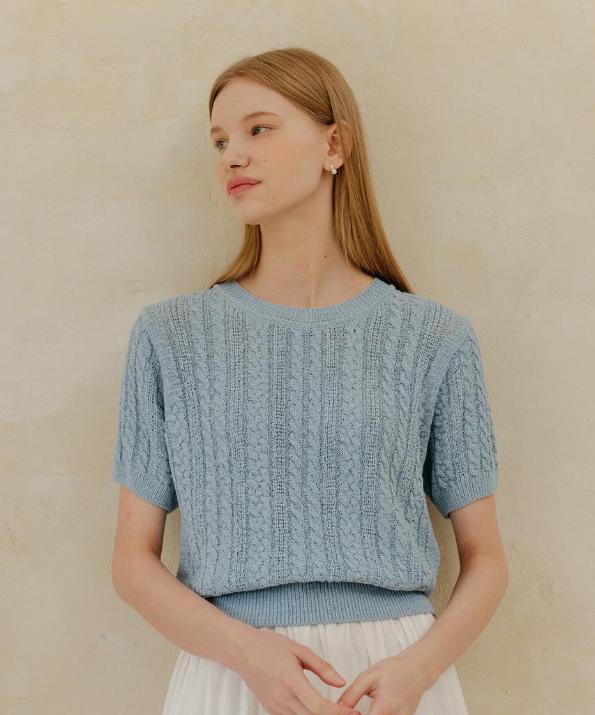 YUPPE Cable Tape Knit_Sky Blue