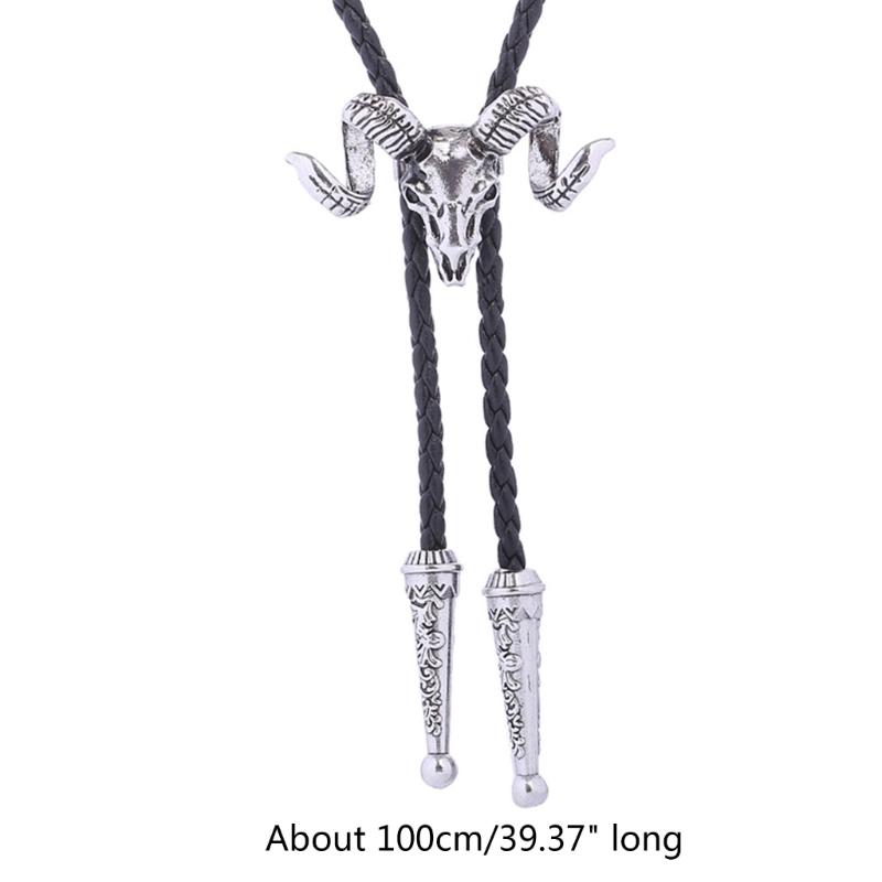 Elegant Black Bolo Tie with Bull Pendant Cowboy Bull Necktie Western Necklace Cool Bola-Tie Western Cowboy Costume