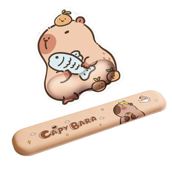 1/2Pcs Capybara Mouse Pad Keyboard Wrist Rest Non-Slip Rubber Base Mousepad Ergonomic Pain Relief Wrist Support Cushion PC Accessory