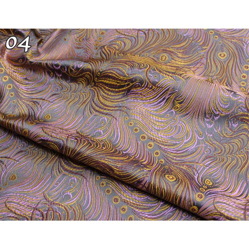 50*75cm Antiker Stil Pfauenfeder Muster Jaquard Satin Brokat Stoff DIY Nähen Cheongsam Bekleidung Polster Dekorationsstoff
