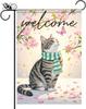 Welcome Spring Garden Ag 12x18 Inch Double Sided Cat Cherry Blossoms Seasonal Small Ags For Outside Outdoor Decor Yard F SSL