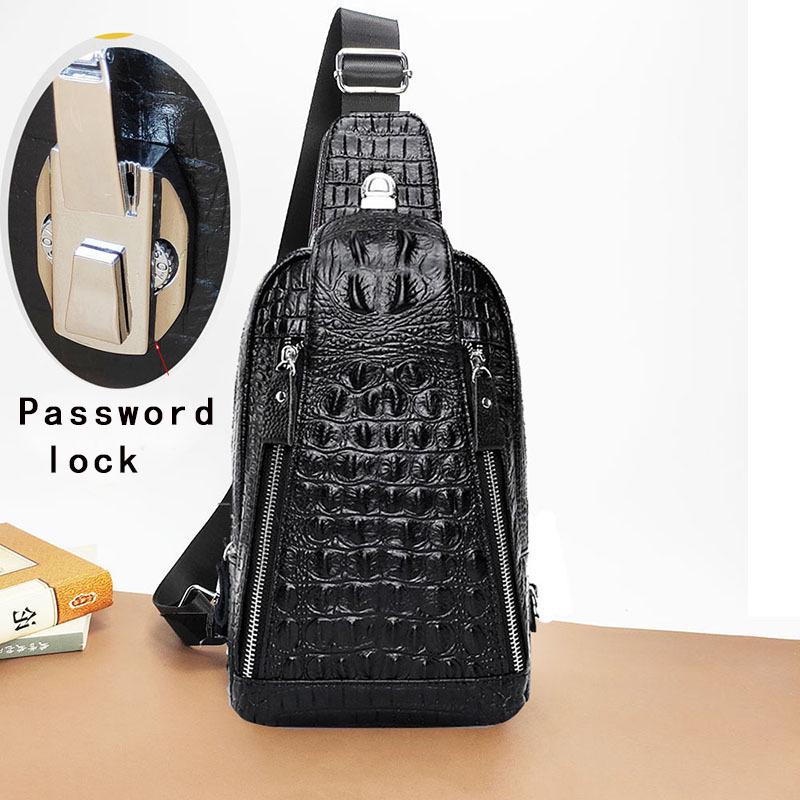 

Мужская сумка-кроссбоди из натуральной кожи – узор под крокодила, защита от краж, незаменимая в путешествиях