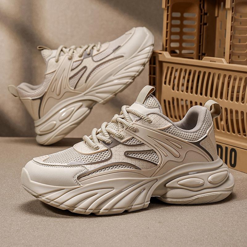 

Men s 2025 Autumn Height-Boosting Casual Non-Slip Trendy Running Dad Shoes 43 абрикосовий