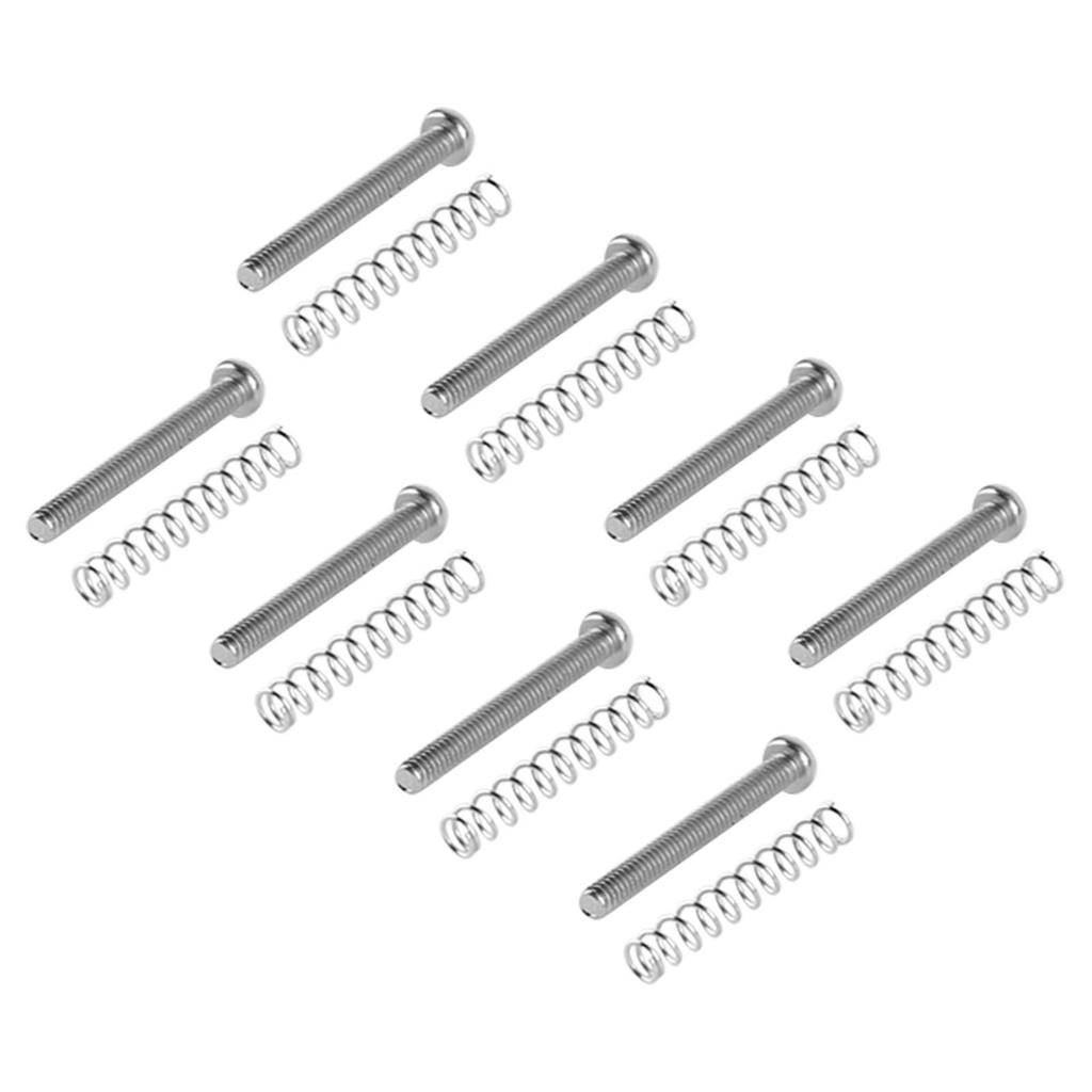 8 Set Guitar Pickup Screw Spring Iron Double Coil Pickup Frame Mounting Screws and Springs Silver