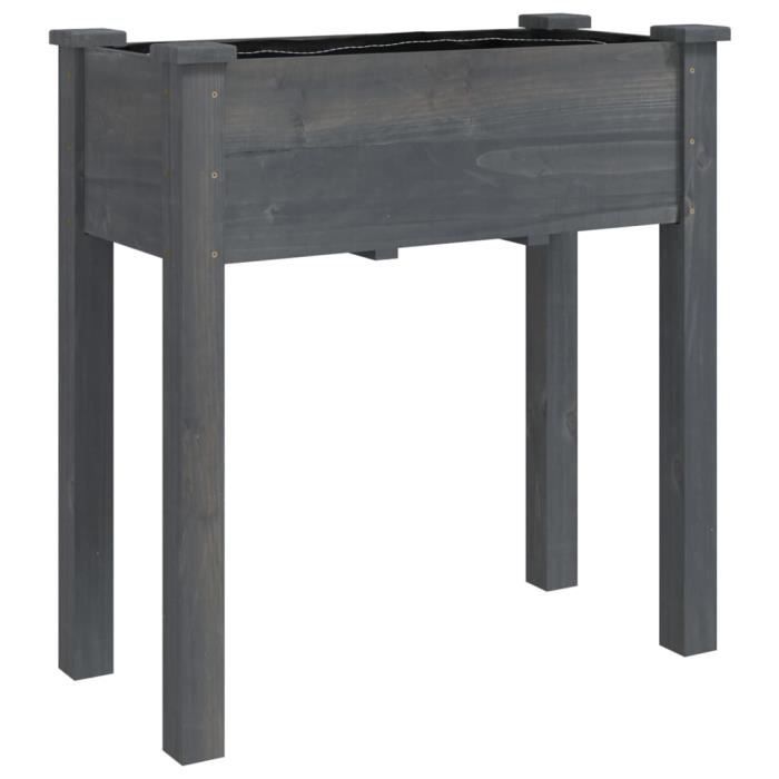 VidaXL Planter with Lining Grey 71x37x76 Cm Solid Fir Wood 364232