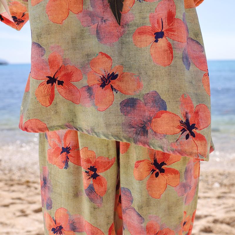 Plus Size Women's Two Pieces Set Summer Clothing Loose Casual Pants Sets