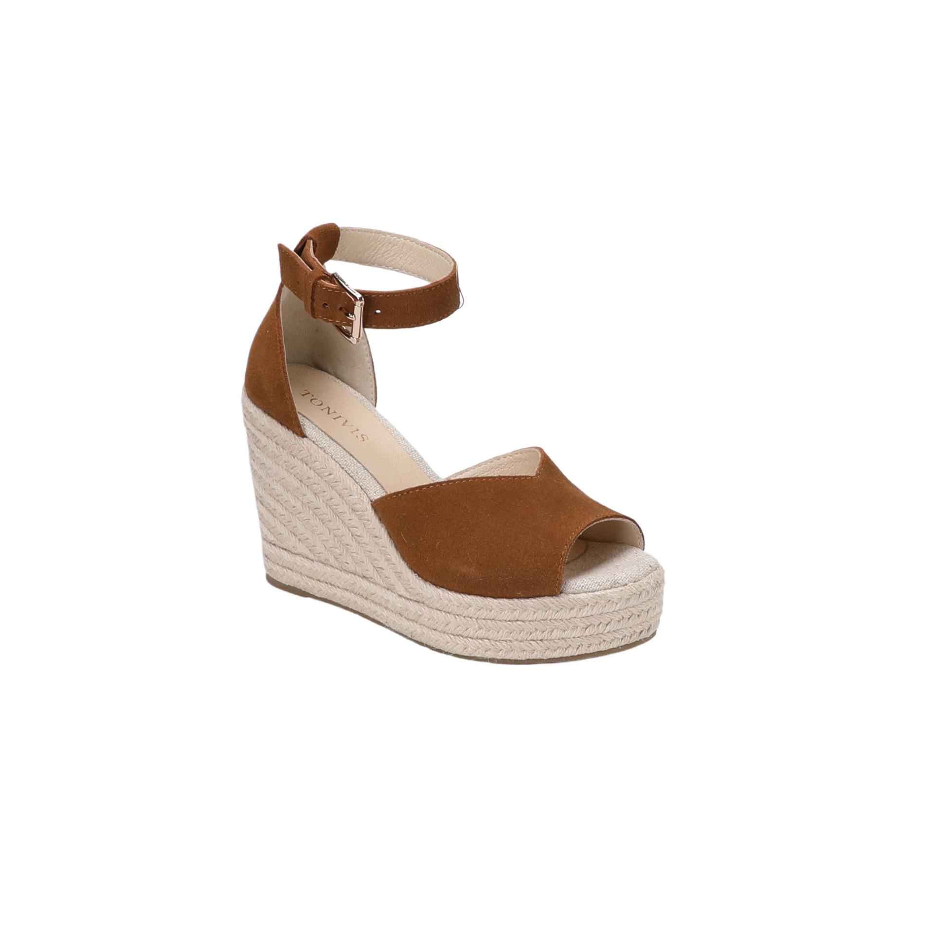 

2026 Women s Brown Closed-Toe Wedge Sandals with Spring Flowers - Soft Sole, Designer Style for Comfort US9